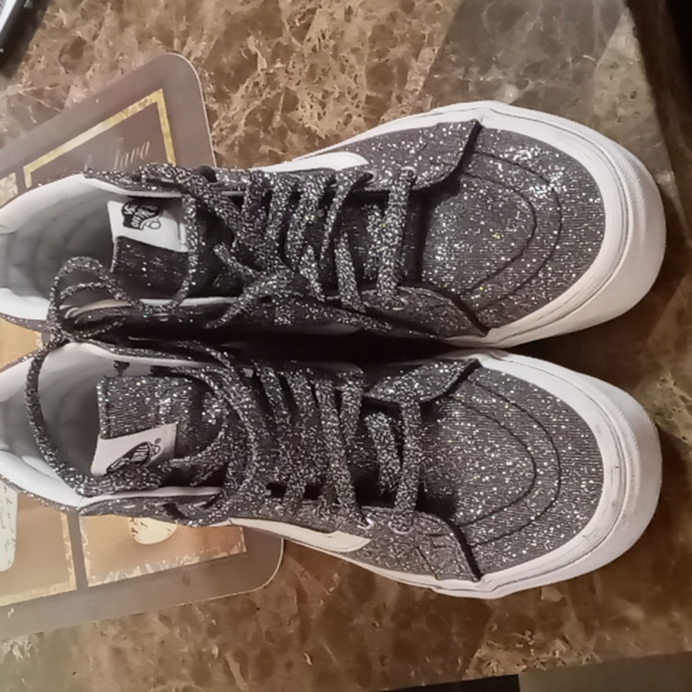 Vans Glittery Black and White Sneakers